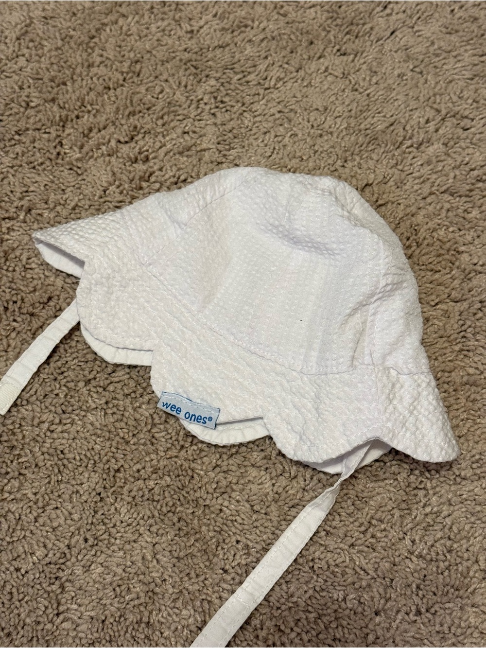 Wee Ones White Baby Sunbonnet with Chin Ties